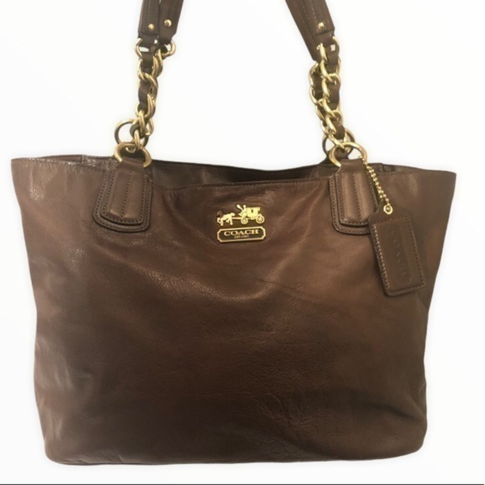 Coach Madison brown leather carriage tote bag